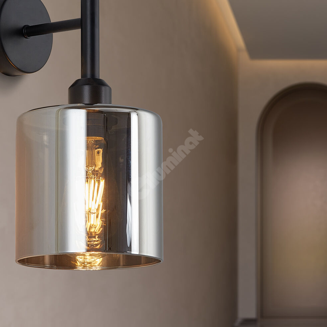 Aplica Perete 1xE27 Smokey NEAGRA / APLICA PERETE / MINIMALIST DESIGN Wall Light Fixtures