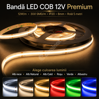 LED лента 12V COB за вътрешен монтаж - ролка 5 метра