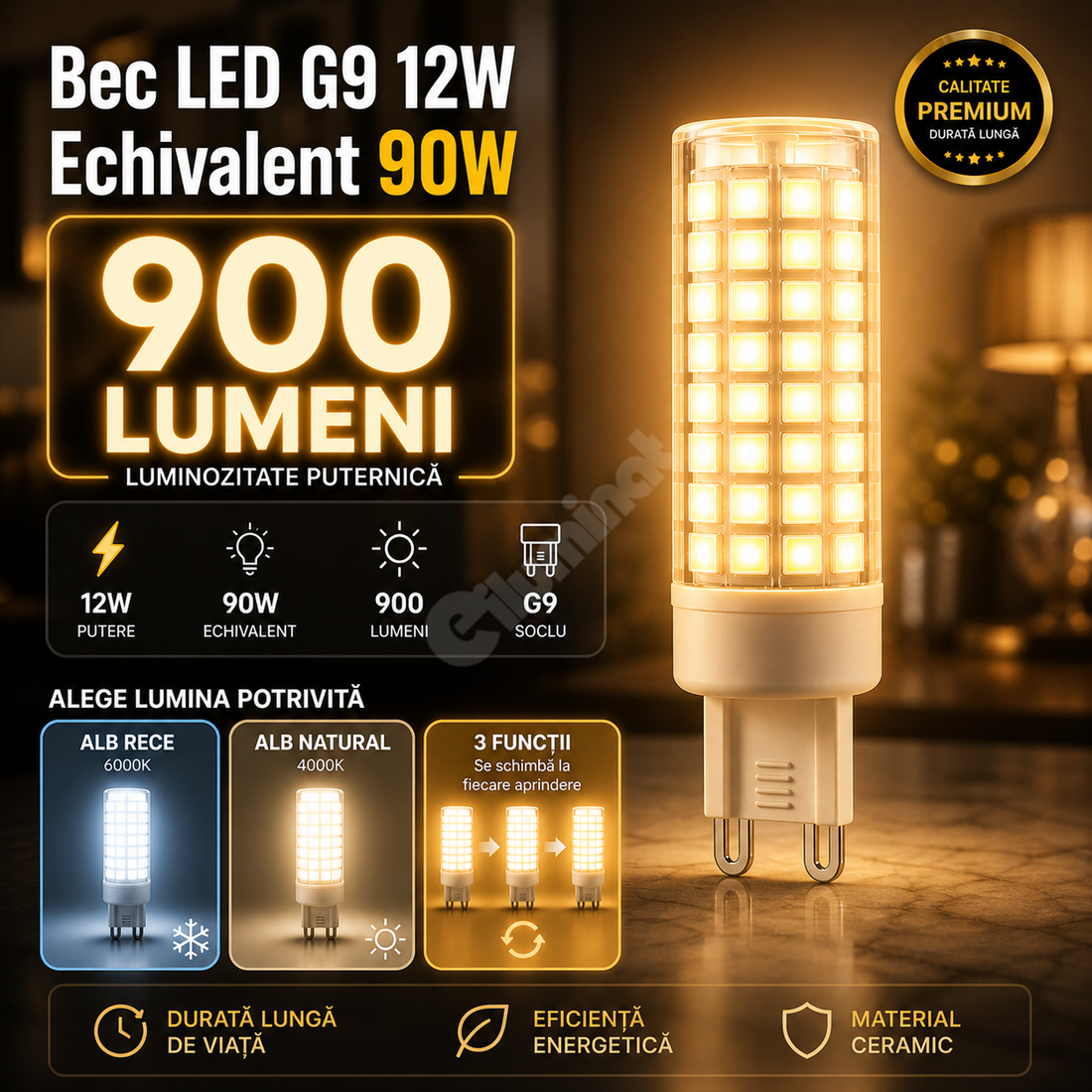 LED крушка G9 12W еквивалент 90W керамика