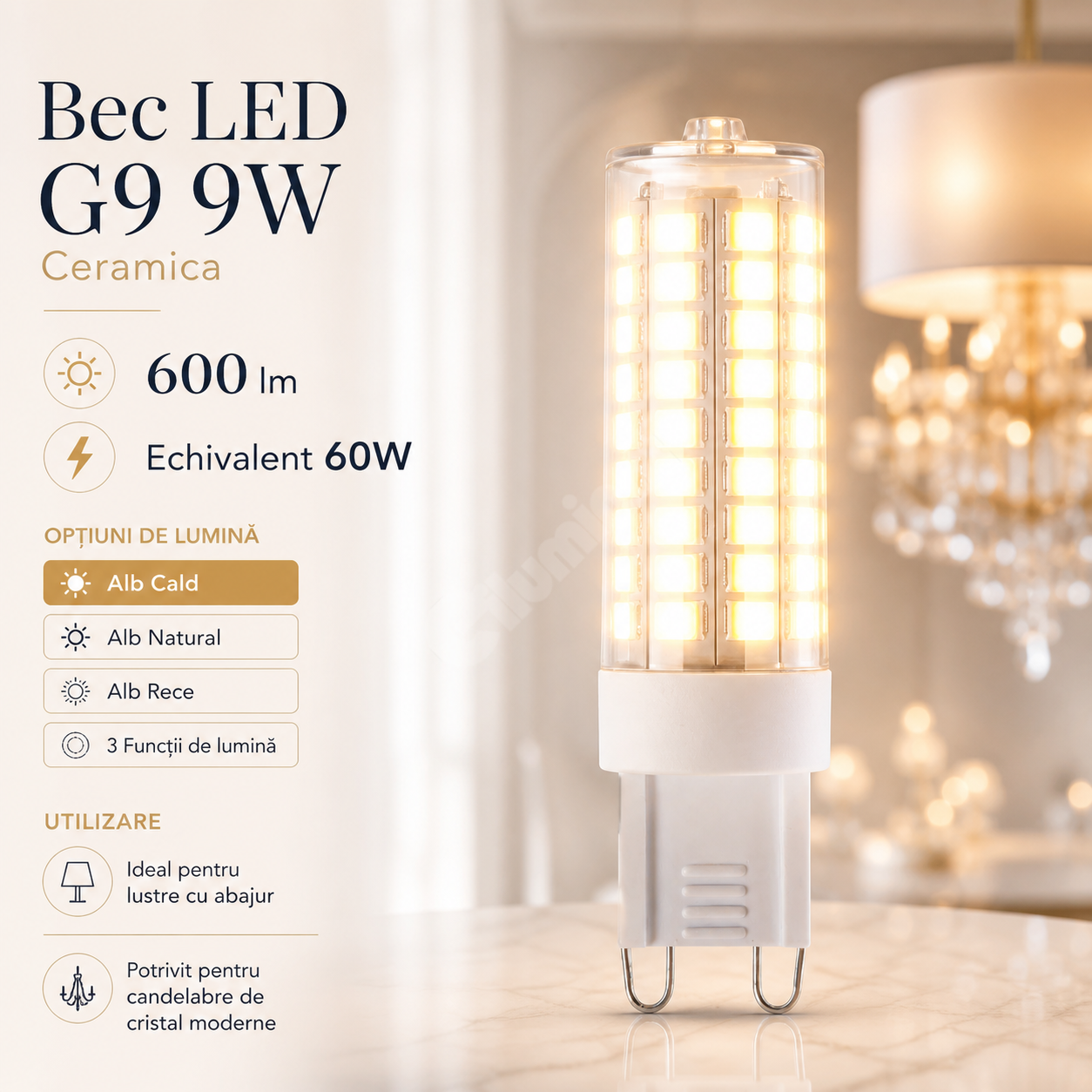 LED крушка G9 9W керамика