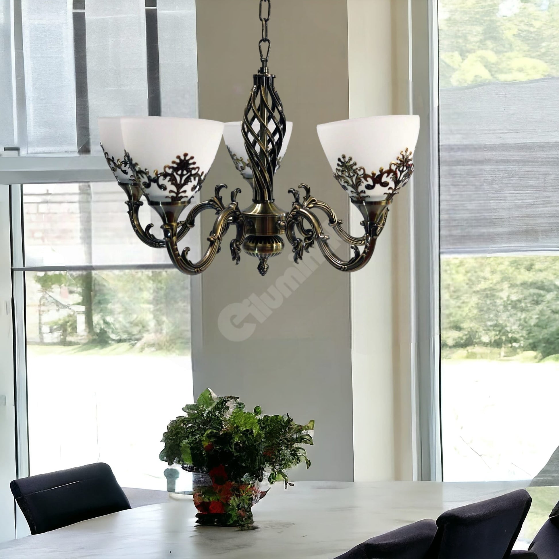 Candelabru Antichizat Bronz 5Xe27 Melo Chandeliers Crystal