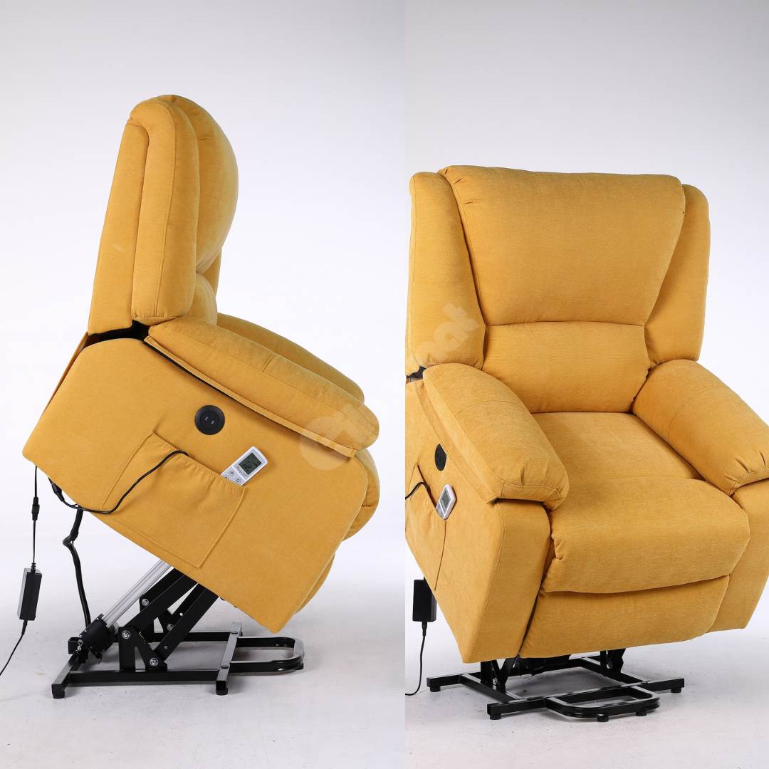 Fotoliu cu Masaj și Încălzire Recliner Electric Galben FOTOLIU CU MASAJ/RECLINER/INCALZIRE / GALBEN Chairs
