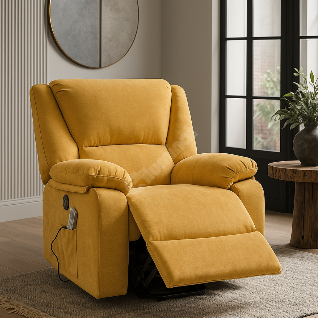 Fotoliu cu Masaj și Încălzire Recliner Electric Galben FOTOLIU CU MASAJ/RECLINER/INCALZIRE / GALBEN Chairs