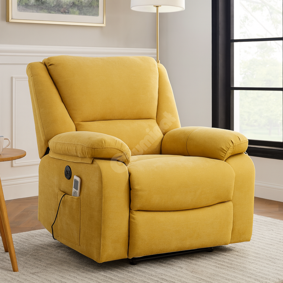 Fotoliu cu Masaj și Încălzire Recliner Electric Galben FOTOLIU CU MASAJ/RECLINER/INCALZIRE / GALBEN Chairs