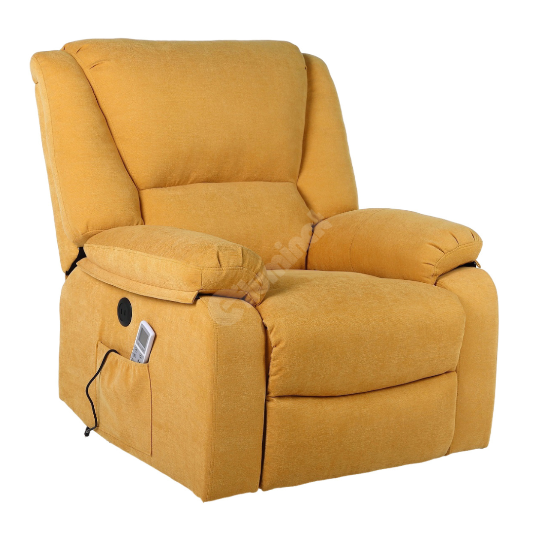 Fotoliu cu Masaj și Încălzire Recliner Electric Galben FOTOLIU CU MASAJ/RECLINER/INCALZIRE / GALBEN Chairs