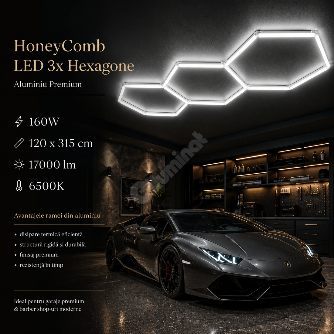 HoneyComb LED шестоъгълно осветление PREMIUM алуминиева рамка