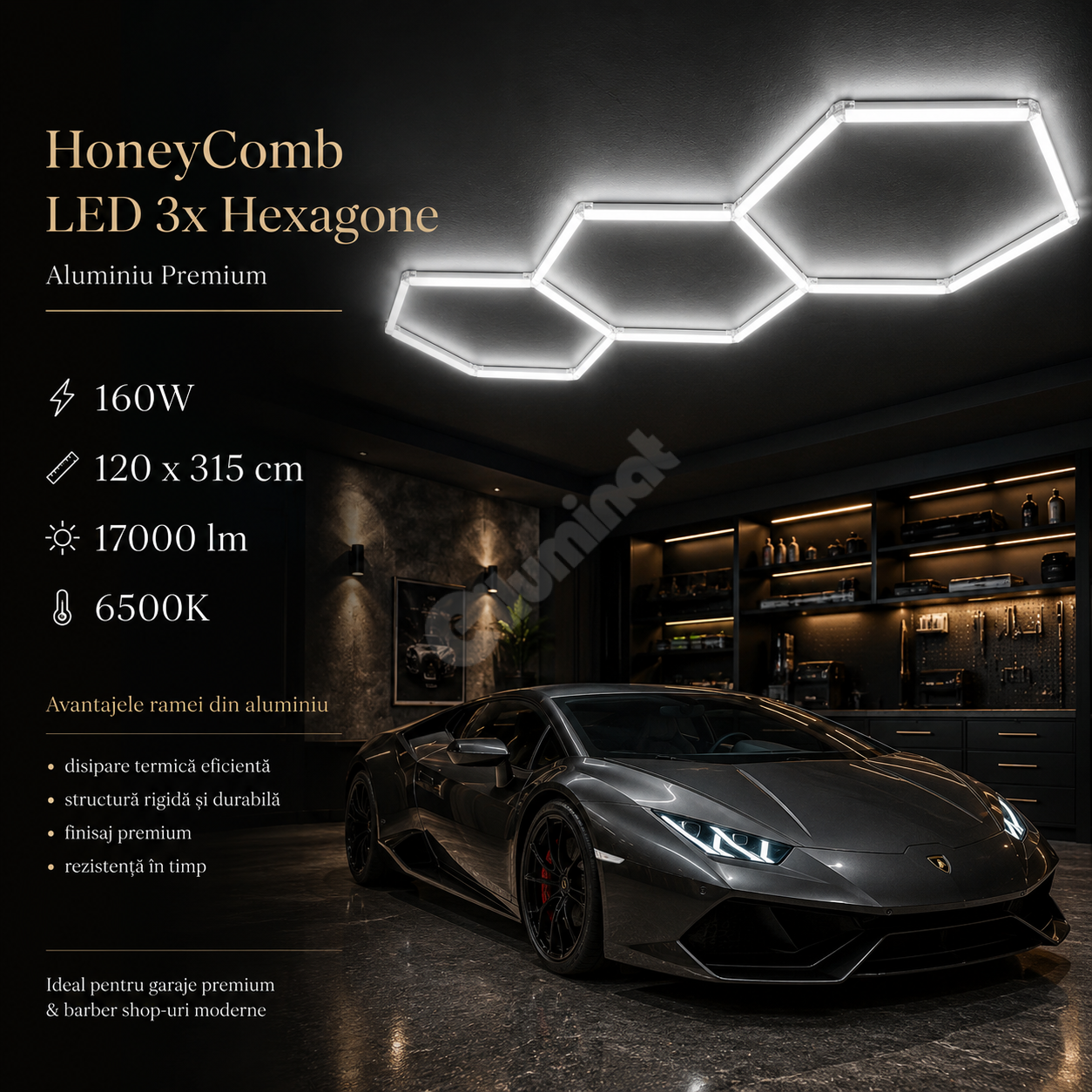 HoneyComb LED шестоъгълно осветление PREMIUM алуминиева рамка