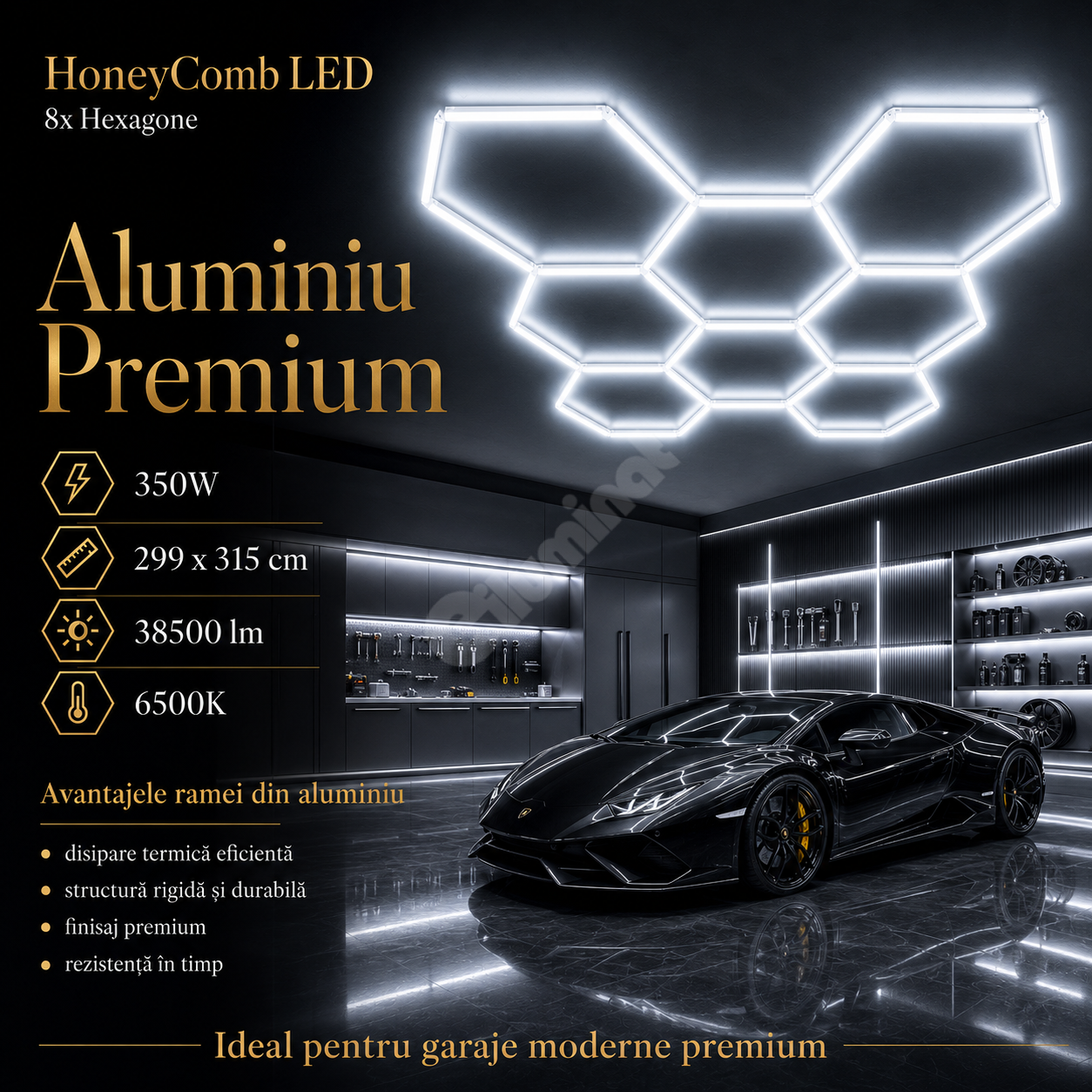 HoneyComb LED шестоъгълно осветление PREMIUM алуминиева рамка
