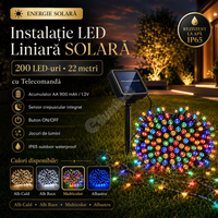 Линейна LED соларна инсталация 200 LED 22m с дистанционно