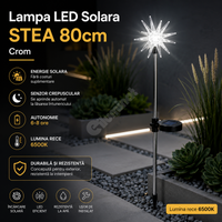 Соларна LED лампа STEA, 80 cm, Хром, RGB