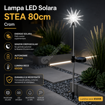 Соларна LED лампа STEA, 80 cm, Хром, RGB