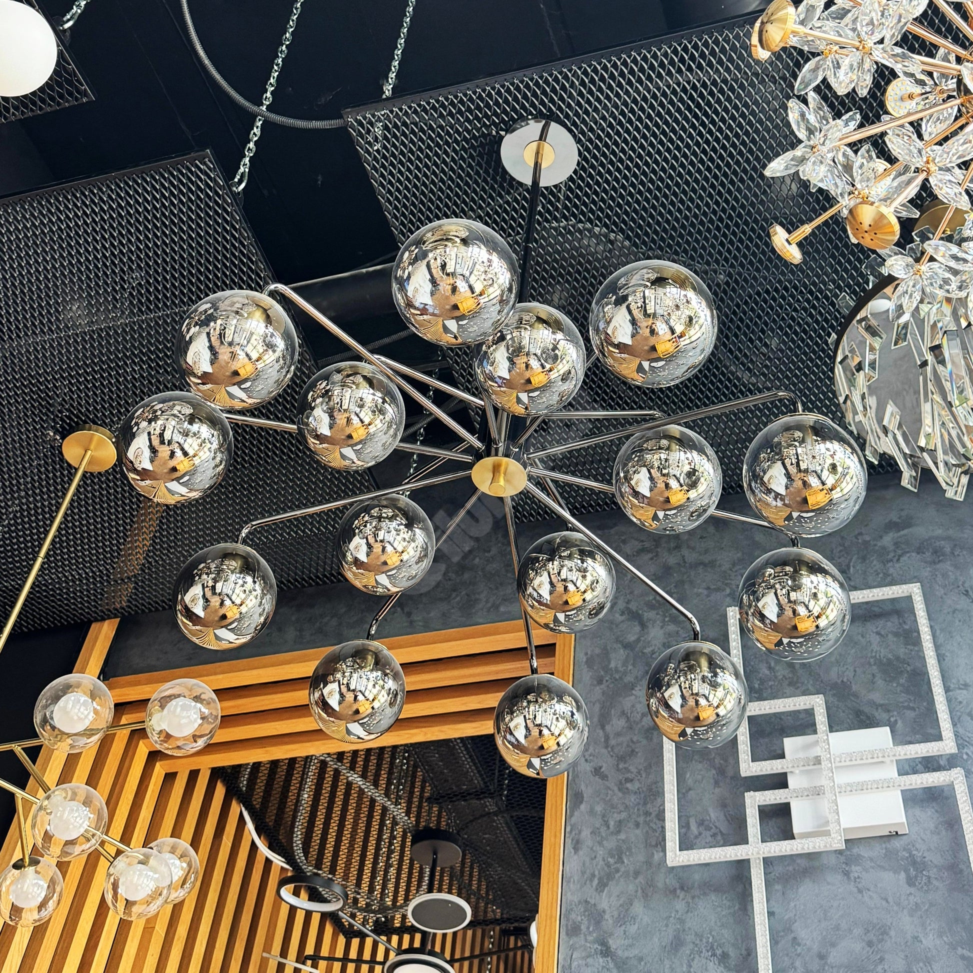 Lustra Abajur Fumuriu Black MOZART Grande 15xE27 NEAGRA / ABAJUR Chandeliers