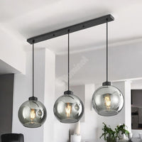 Lustra Abajur Fumuriu FIORE Suport Liniar 3xE27 NEAGRA / ABAJUR Chandeliers