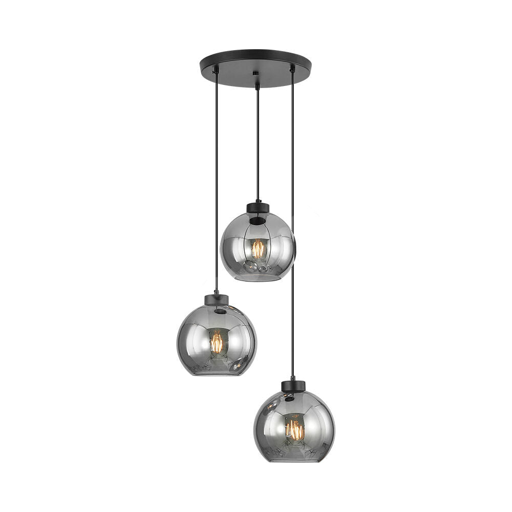 Lustra Abajur Fumuriu FIORE Suport Rotund 3xE27 NEAGRA / ABAJUR Chandeliers