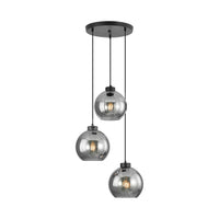 Lustra Abajur Fumuriu FIORE Suport Rotund 3xE27 NEAGRA / ABAJUR Chandeliers