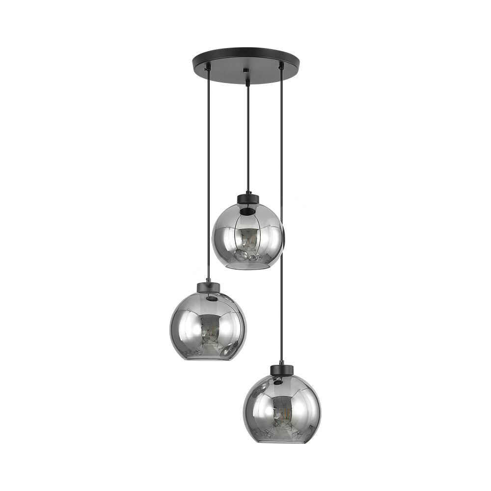 Lustra Abajur Fumuriu FIORE Suport Rotund 3xE27 NEAGRA / ABAJUR Chandeliers