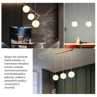 Lustra Abajur MAT GOLD Liniara 3xE27 DN124-3 AURIE / ABAJUR Chandeliers