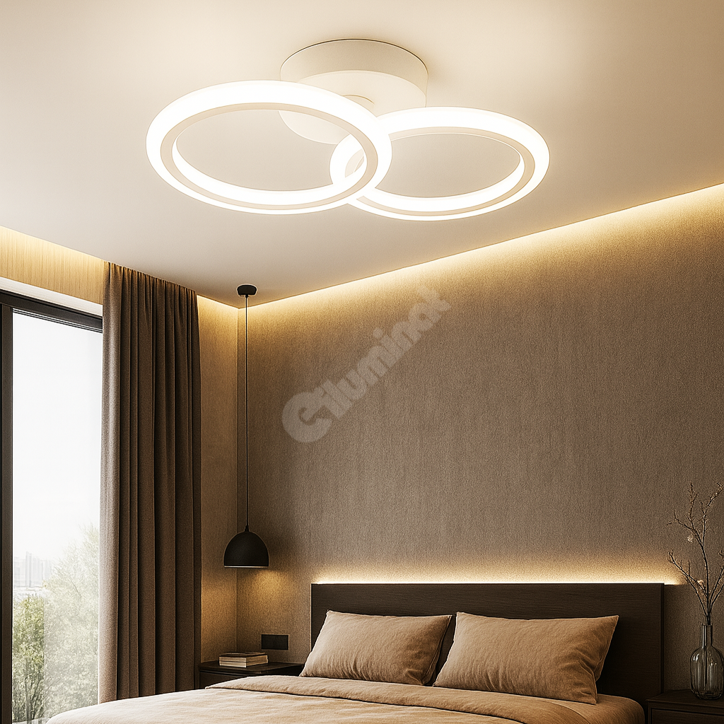 Lustra LED 1 + 1 Circle Design Alb Echivalent 300W Telecomanda ALBA / CIRCLE DESIGN Lighting Fixtures