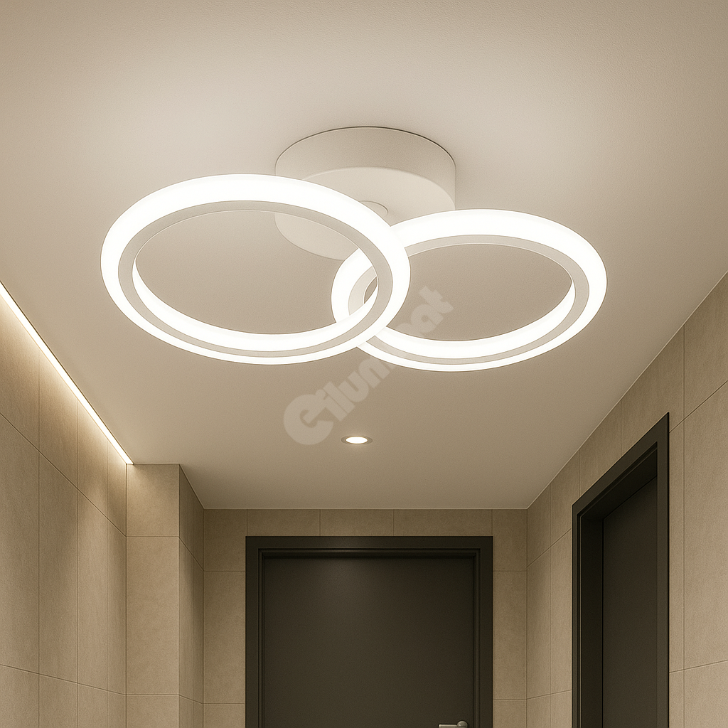 Lustra LED 1 + 1 Circle Design Alb Echivalent 300W Telecomanda ALBA / CIRCLE DESIGN Lighting Fixtures