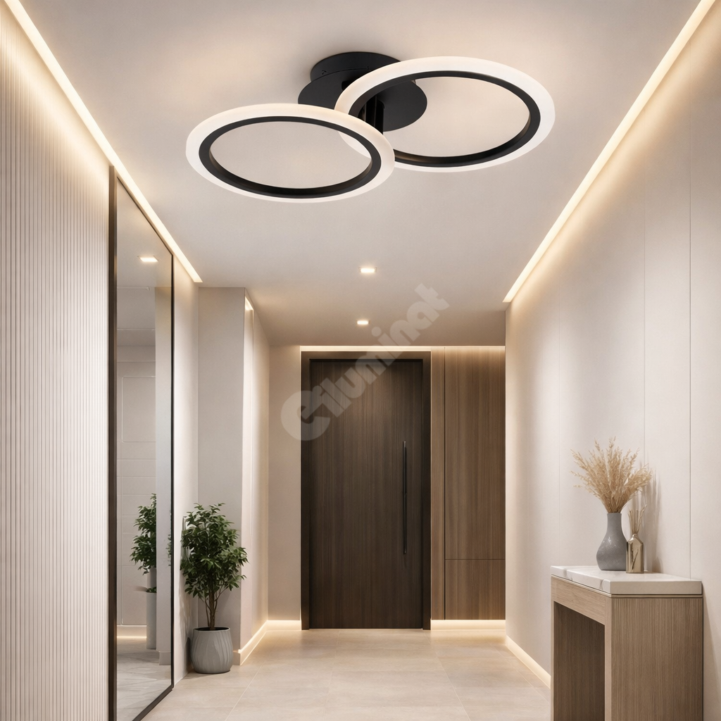 LED осветително тяло 1+1 Circle Design Black Еквивалент 300W Дистанционно управление