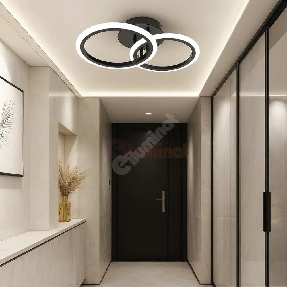 Lustra LED 1 + 1 Circle Design Black Echivalent 300W Telecomanda NEAGRA / CIRCLE DESIGN Lighting Fixtures