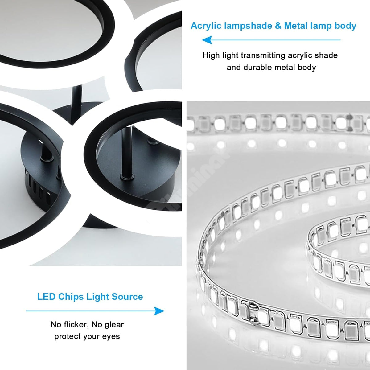 LED осветително тяло 2+2 CIRCLE BLACK Еквивалент 400W Дистанционно