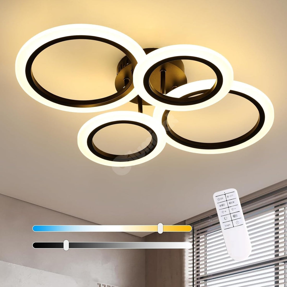 LED осветително тяло 2+2 CIRCLE BLACK Еквивалент 400W Дистанционно