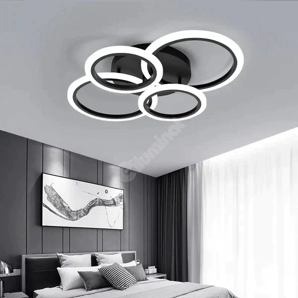 Lustra Led 2 + 2 Circle Black Echivalent 400W Telecomanda Lighting Fixtures
