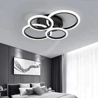 Lustra Led 2 + 2 Circle Black Echivalent 400W Telecomanda Lighting Fixtures
