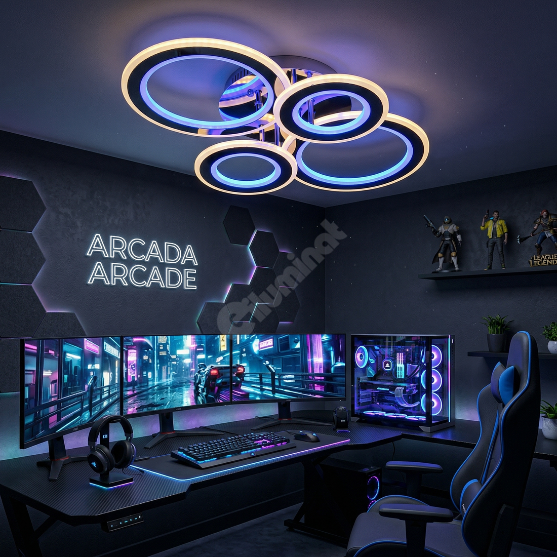 LED осветително тяло 2+2 CIRCLE CHROME RGB-MIX Еквивалент 800W С дистанционно управление