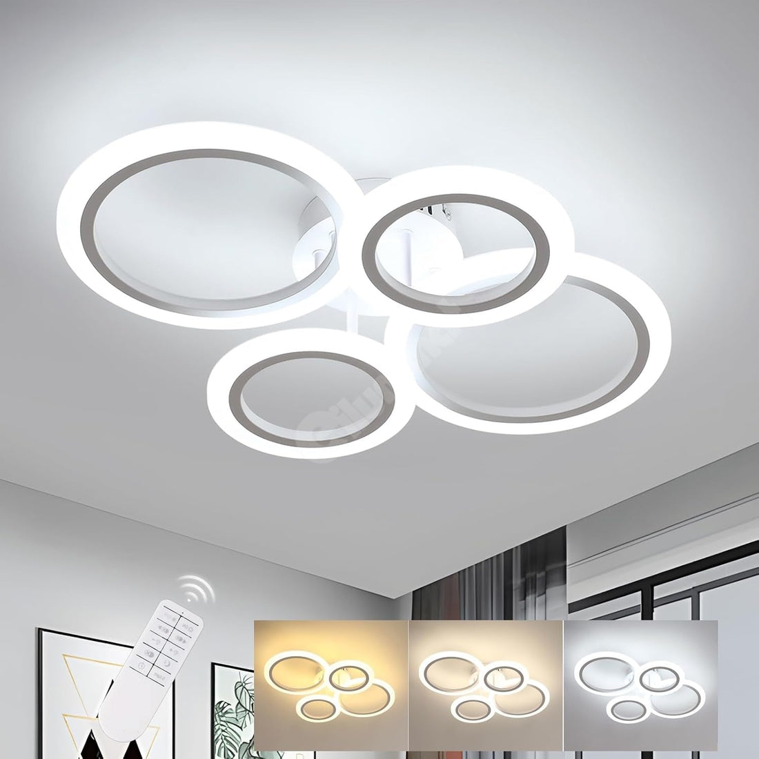 LED осветително тяло 2+2 CIRCLE Design Бяло Еквивалент 400W Дистанционно