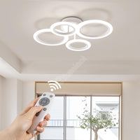 Lustra Led 2 + 2 Circle Design Alb Echivalent 400W Telecomanda Lighting Fixtures