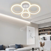 Lustra Led 2 + 2 Circle Design Alb Echivalent 400W Telecomanda Lighting Fixtures