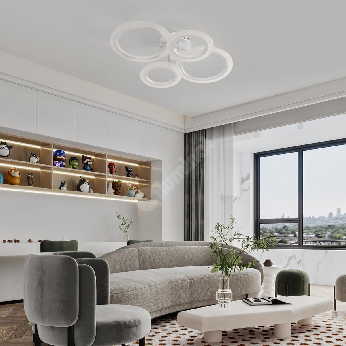 LED осветително тяло 2+2 CIRCLE Design Бяло Еквивалент 400W Дистанционно