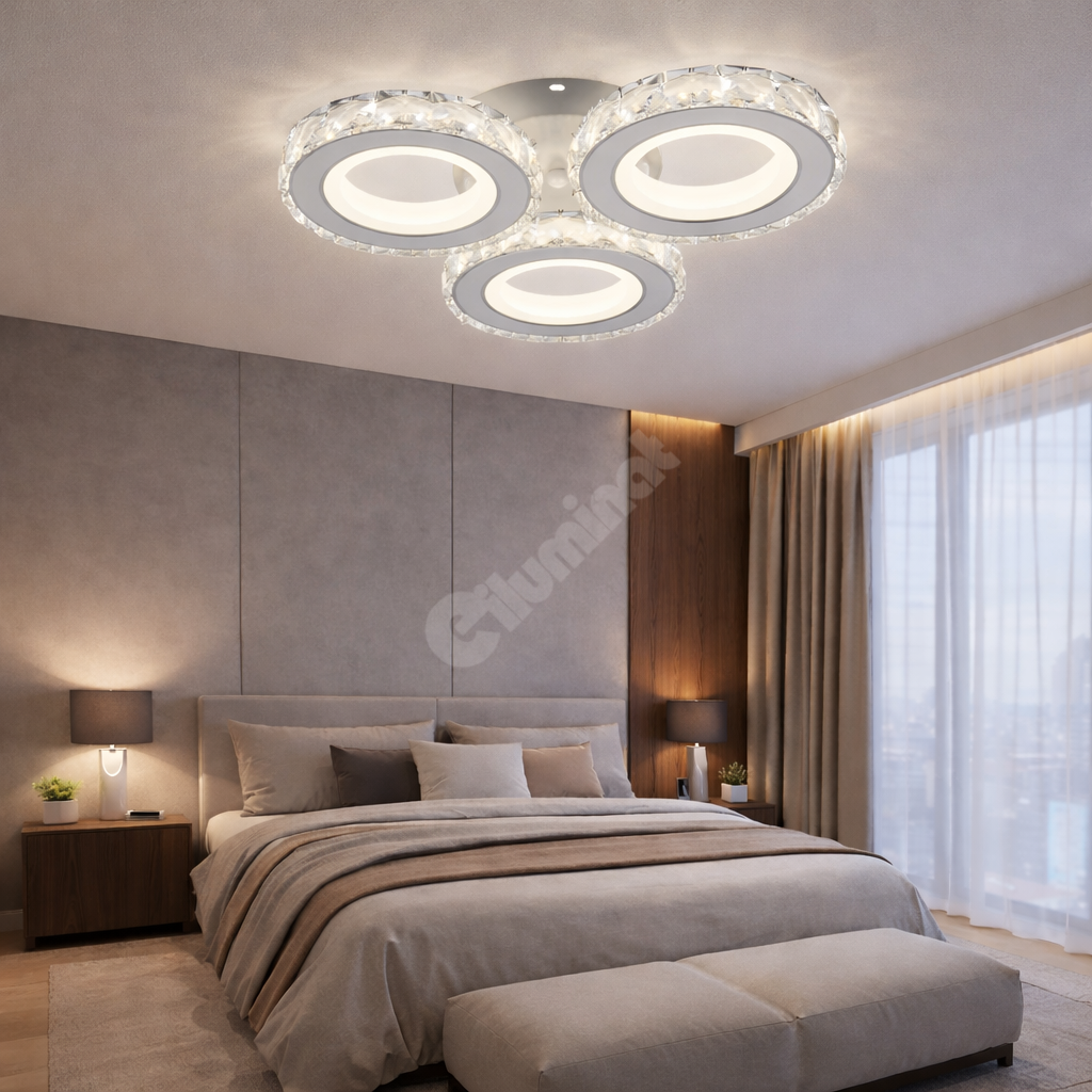 LED осветително тяло 72W 3 CIRCLE кристал бяла с дистанционно