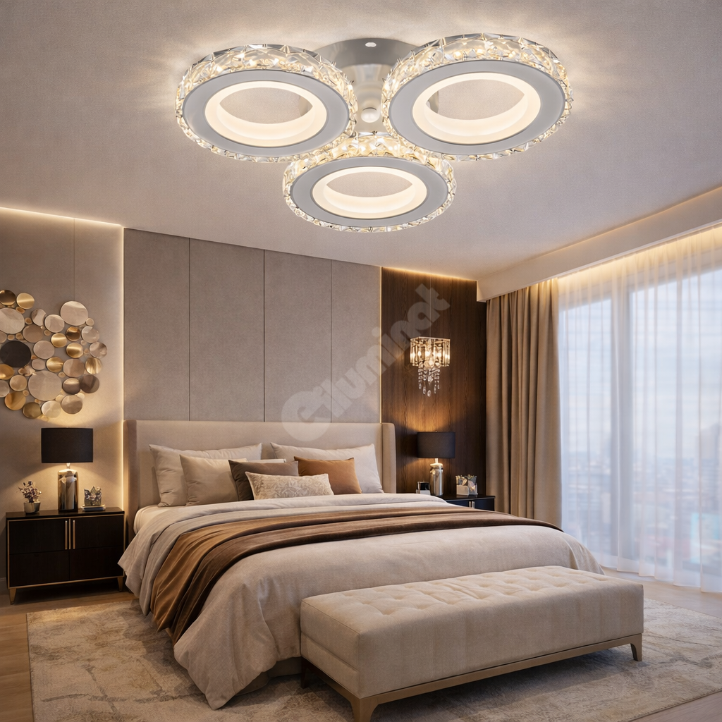 LED осветително тяло 72W 3 CIRCLE кристал бяла с дистанционно
