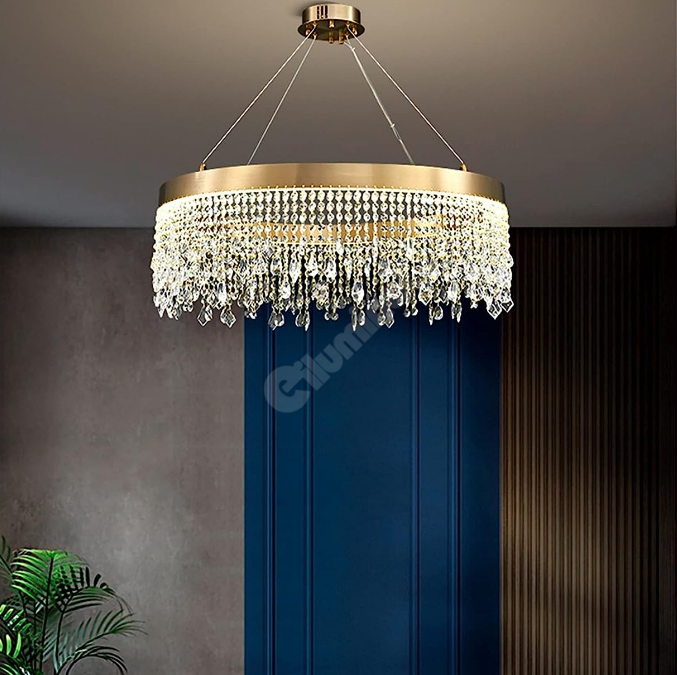 Lustra Led 56W Gold Luxury Cristal 1 Segment Chandeliers Crystal