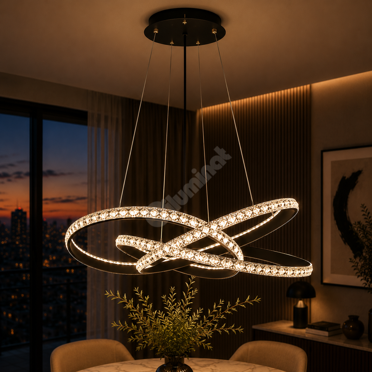 LED осветително тяло 86W Cristal Infinity Black 3 сегмента 3 функции
