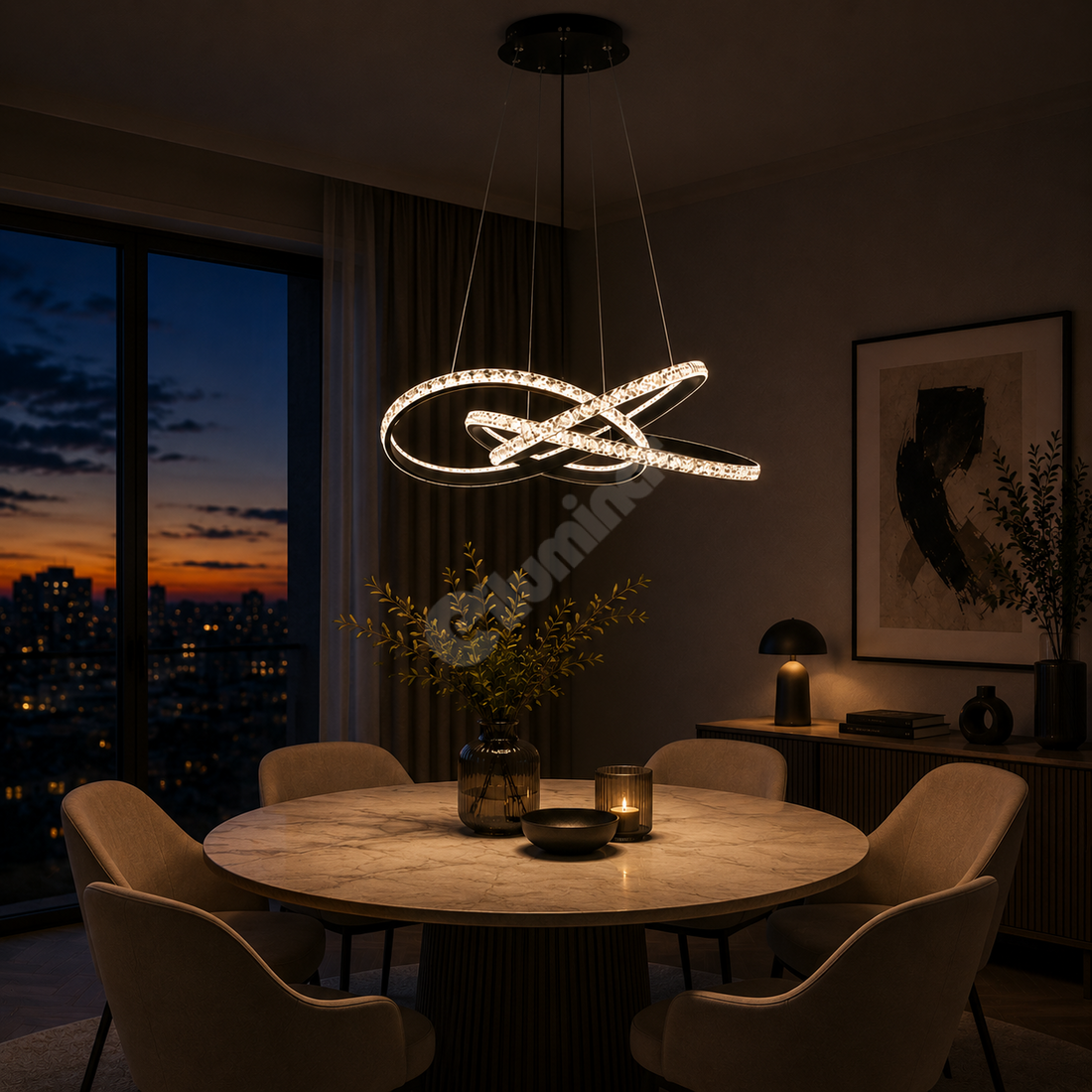 LED осветително тяло 86W Cristal Infinity Black 3 сегмента 3 функции