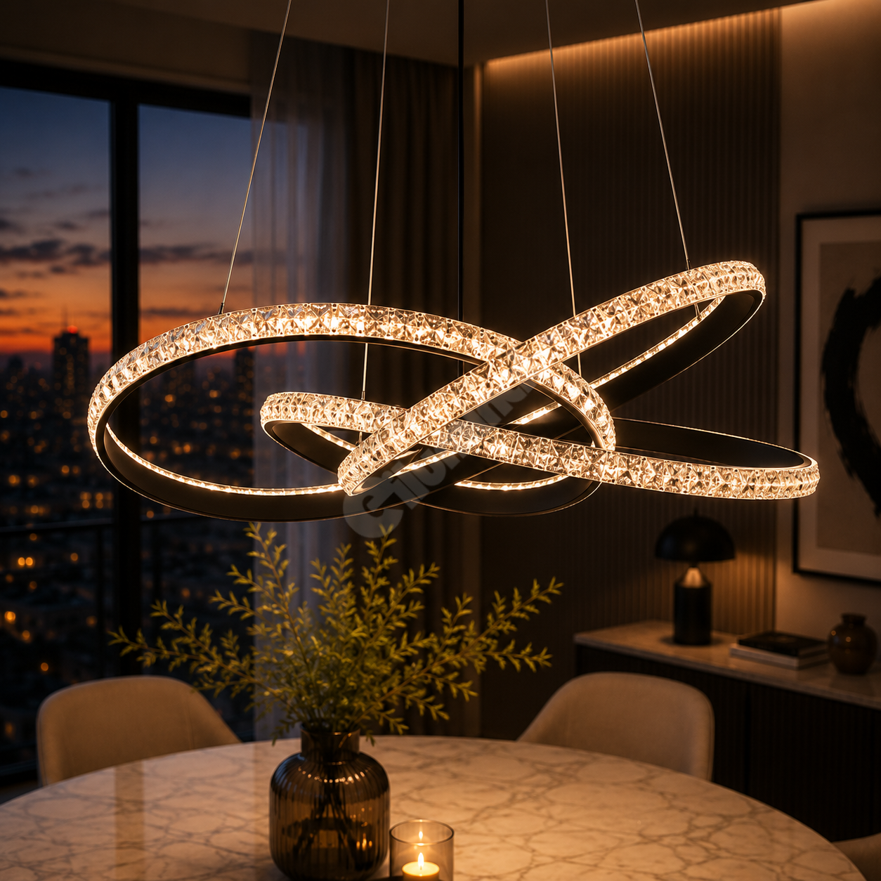 LED осветително тяло 86W Cristal Infinity Black 3 сегмента 3 функции