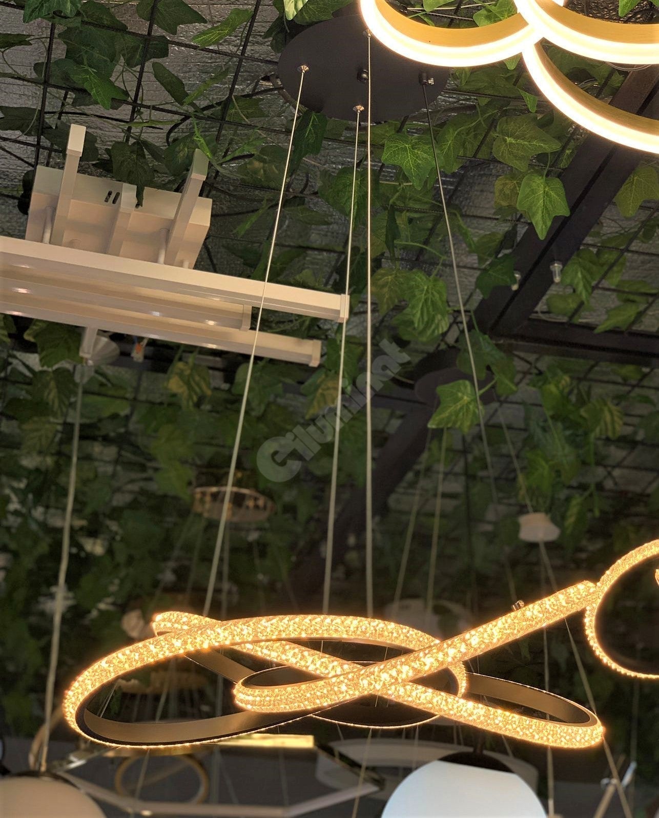 Lustra Led 86W Cristal Infinity Black 3 Segmente Functii Lighting Fixtures