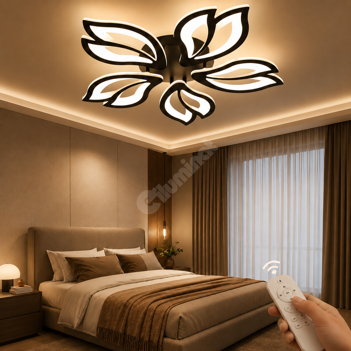 LED осветително тяло ANEMONE Black Еквивалент 500W Дистанционно управление
