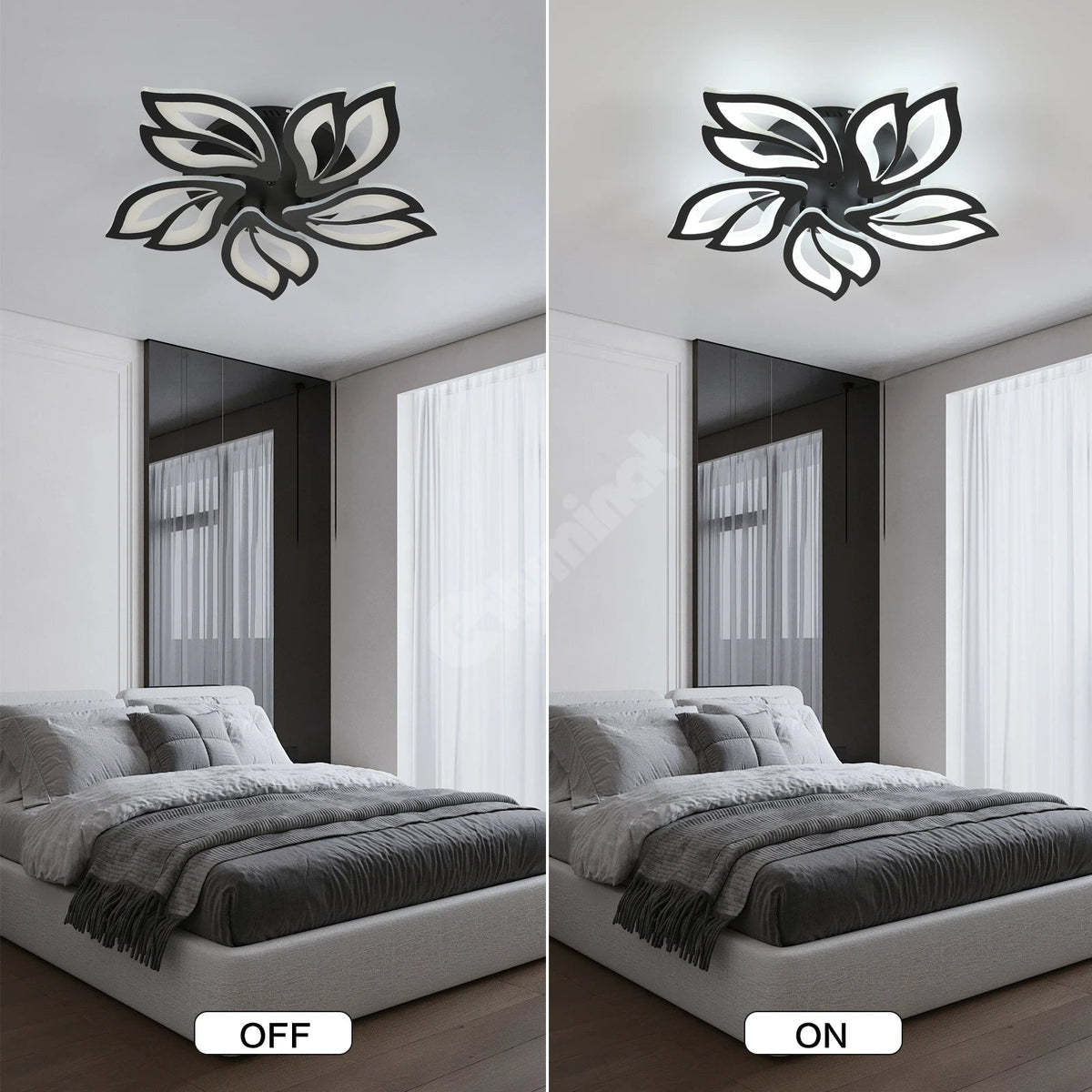 LED осветително тяло ANEMONE Black Еквивалент 500W Дистанционно управление