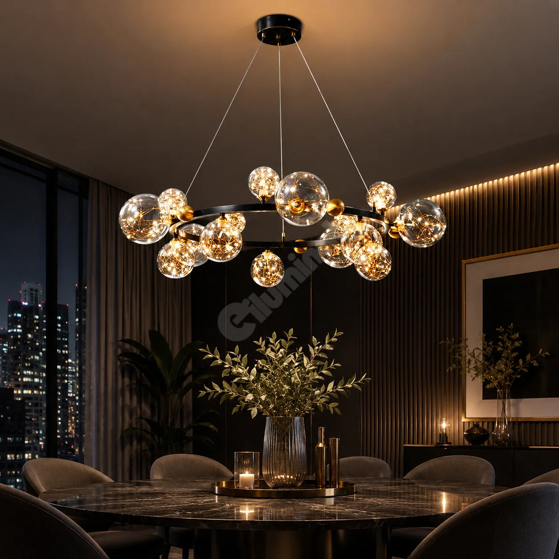 LED Осветително тяло Black & Gold Sparkle