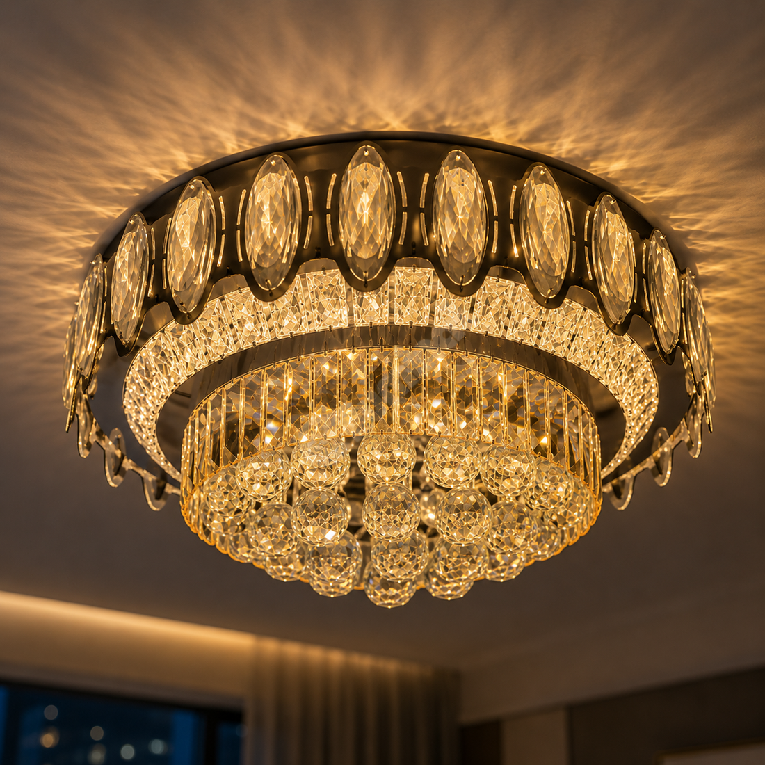 LED осветително тяло от кристал за таван Majesty с дистанционно 50-80CM