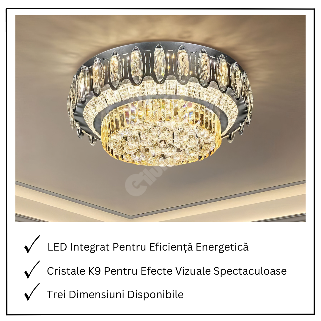 Lustra LED Aplicata Majestic Crown Cristal Telecomanda Chandeliers