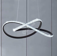 Lustra LED Cristal Infinity Black 2 Segmente Echivalent 400W SUSPENDATE / NEAGRA Chandeliers