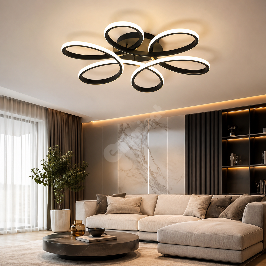 LED осветително тяло DAISY Black еквивалент 800W с дистанционно