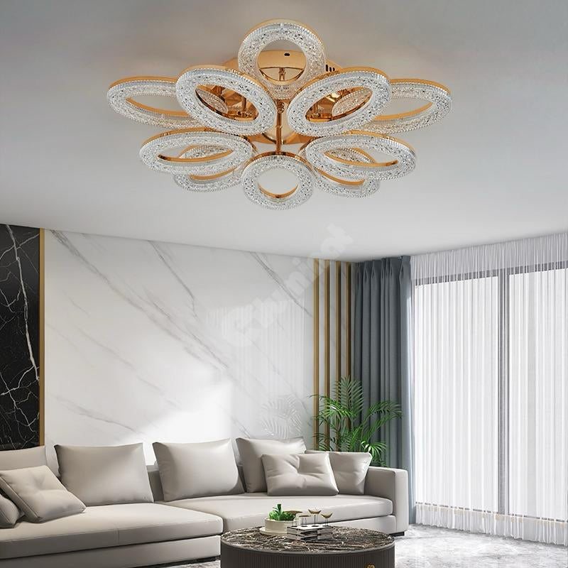 Lustra Led Golden 10 Ovals Echivalent 800W Telecomanda Lighting Fixtures