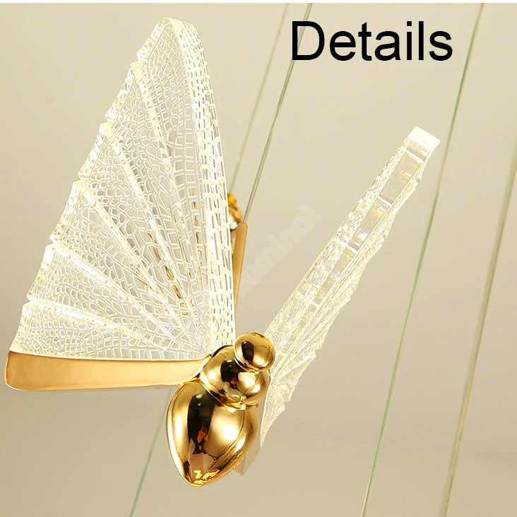 Lustra Led Luxury 3 Golden Butterflies Lighting Fixtures